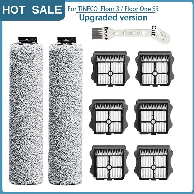 Cordless Floor Washer Replacement Roller Brush and HEPA Filter Accessories