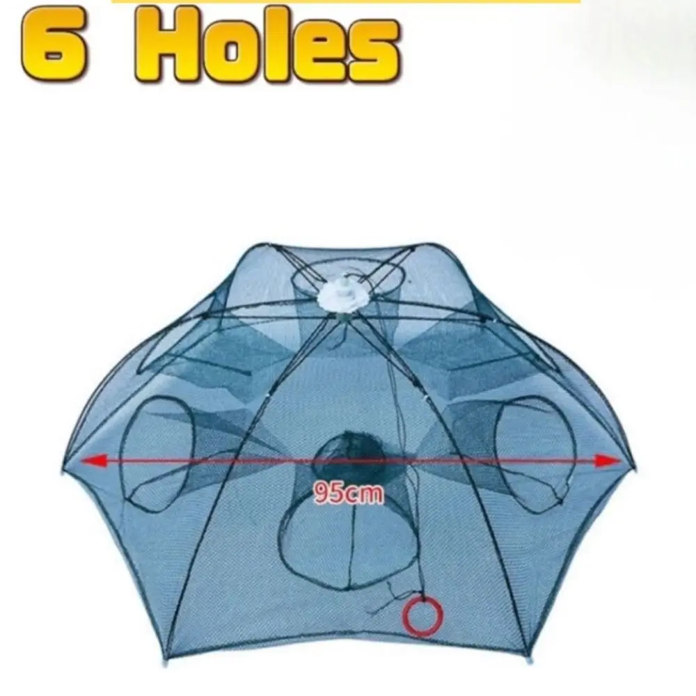 Green Magic Fishing Trap Durable Nylon Mesh Full Automatic 4/6/8/12/16 Holes Foldable Fishing Net Outdoor