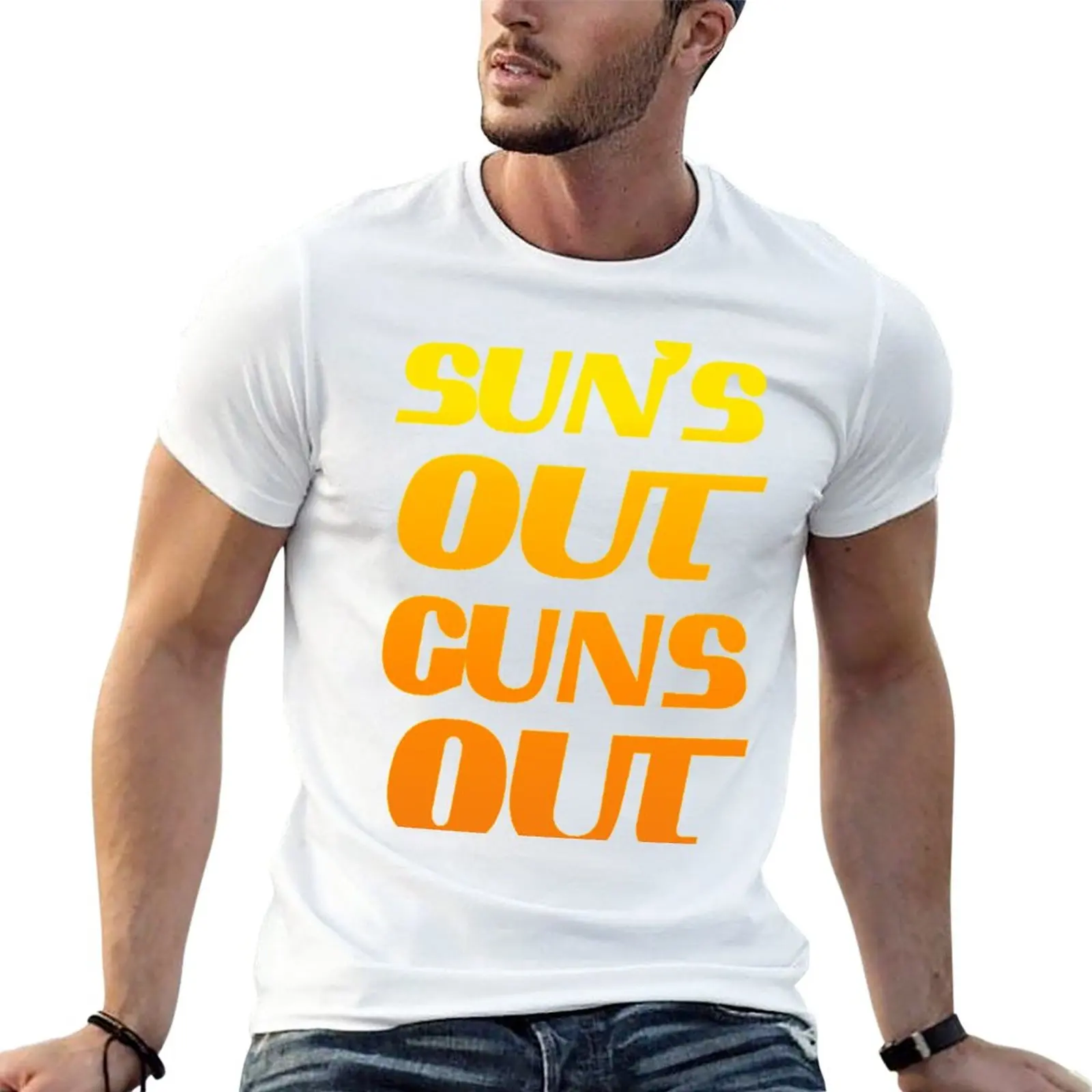 

Sun's Out Guns Out Fun fitness and gym T-Shirt customs plus size tops mens plain t shirts