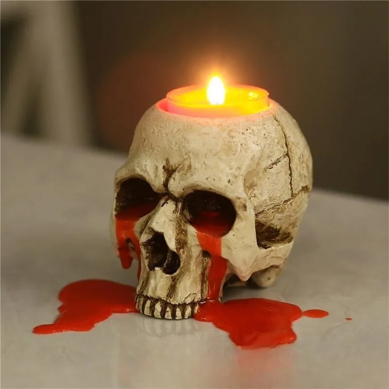 Crying Skull Candle Holder - Creative Home Décor, Decorative Column Candle Base, Tea Light Holder Unique Table Accessory