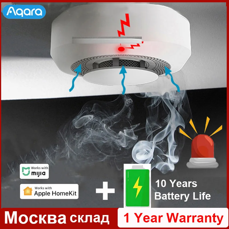 Aqara Smoke Detector Zigbee Smart Fire Alarm Monitor Sound Alert Home Security APP Remote Control For Homekit Xiaomi Mi home