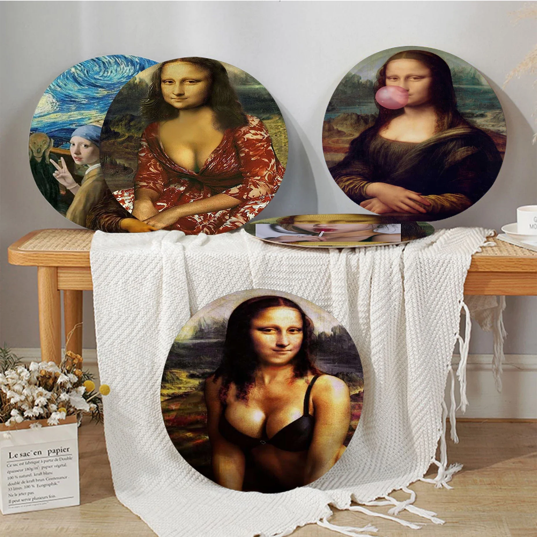 

Sexy Mona Lisa Art Seat Cushion Office Dining Stool Pad Sponge Sofa Mat Non-Slip Cushion Pads