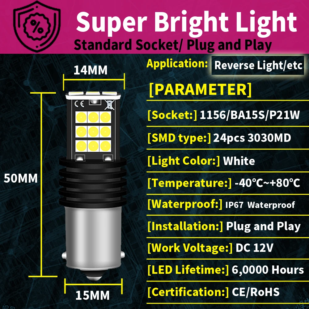 2pcs LED     P21W 7506 BA15S Canbus  C30 C70 S40 S60 S70 S80 V40 V50 V60 V70 XC60 XC70 XC90