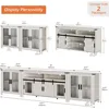 TV Stand Set for 100 inch TV, Farmhouse Storage Units with Open and Adjustable Shelf, Antique White, TVs Stands 6