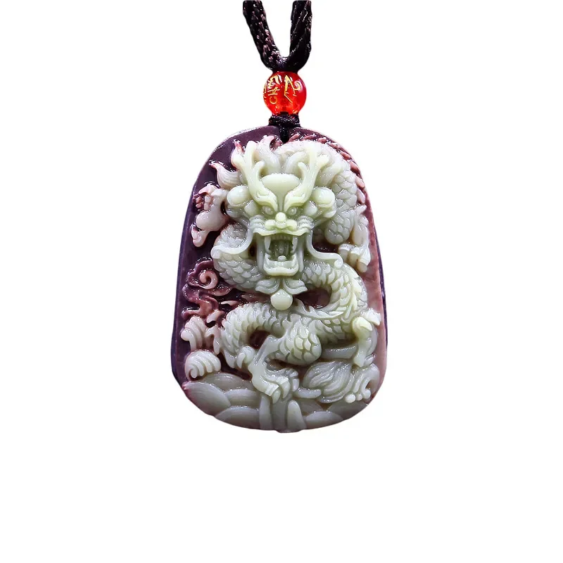 Jade Dragon Pendant Necklace Chinese Jewelry Gemstone Amulet Charm Gifts Lucky Fashion Carved Natural
