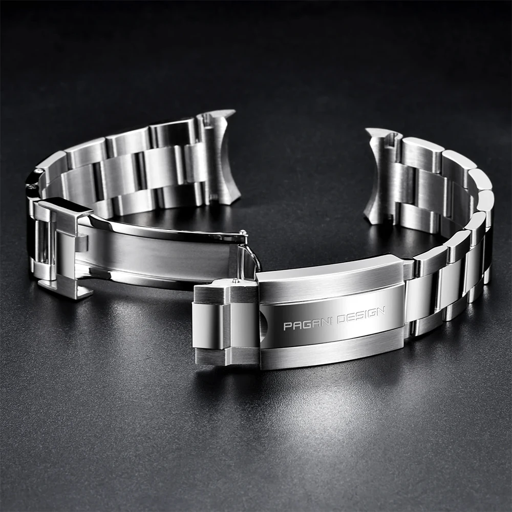PAGANI DESIGN Silver Jubilee Stainless Steel Bracelet - 20MM Width, Waterproof, 220MM Length