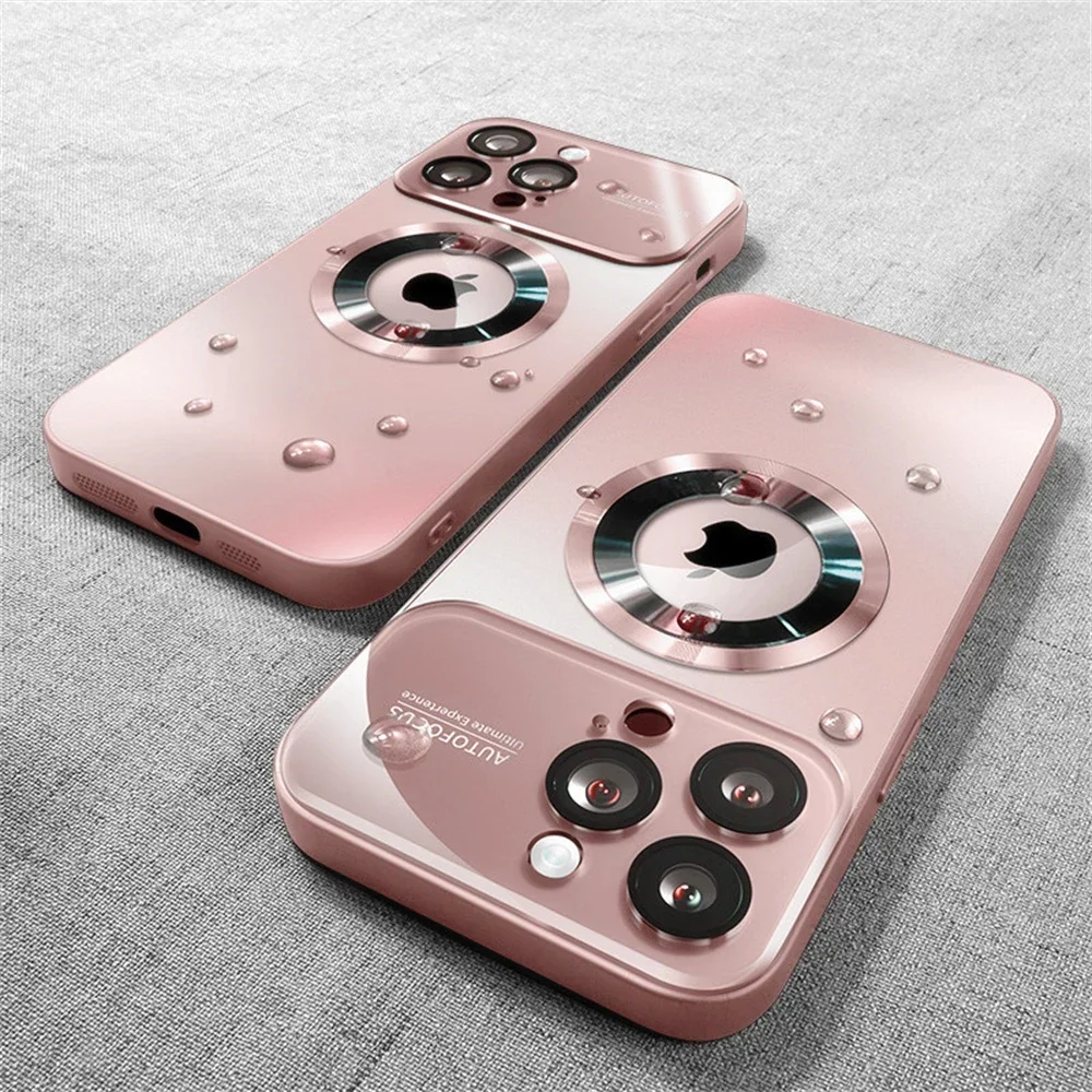 Luxury Glass Camera Lens with MagSafe-Compatible Shockproof Wireless Charging Case Cover