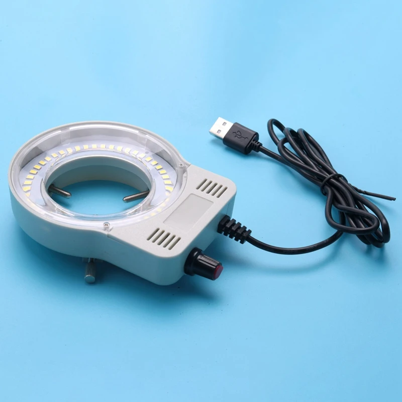 48 LED 산업용 현미경 카메라 광원 링 램프 조명, 조절식 밝기, USB 인터페이스