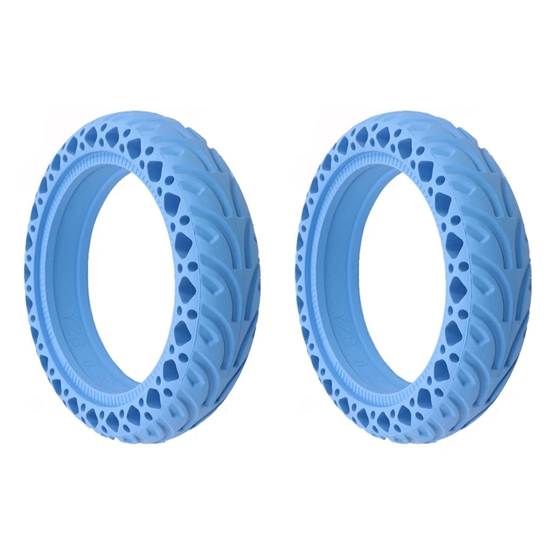 

2X 8.5 Inch Electric Scooter Honeycomb Shock Absorber Damping Tyre Durable Rubber Solid Tire For Xiaomi Mijia M365(Blue)