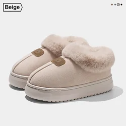 Cozy Fleece Lined Unisex Winter Slippers with Ankle Cover and Thick Sole - 38 - 39 (Beige)