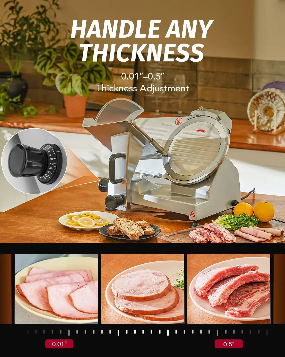 10-Inch Stainless Steel Meat Slicer with Adjustable Thickness 2