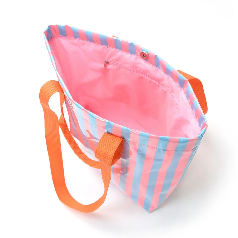 Vibrant Color Block Reusable Waterproof Tote Bag for Shopping and Everyday Use