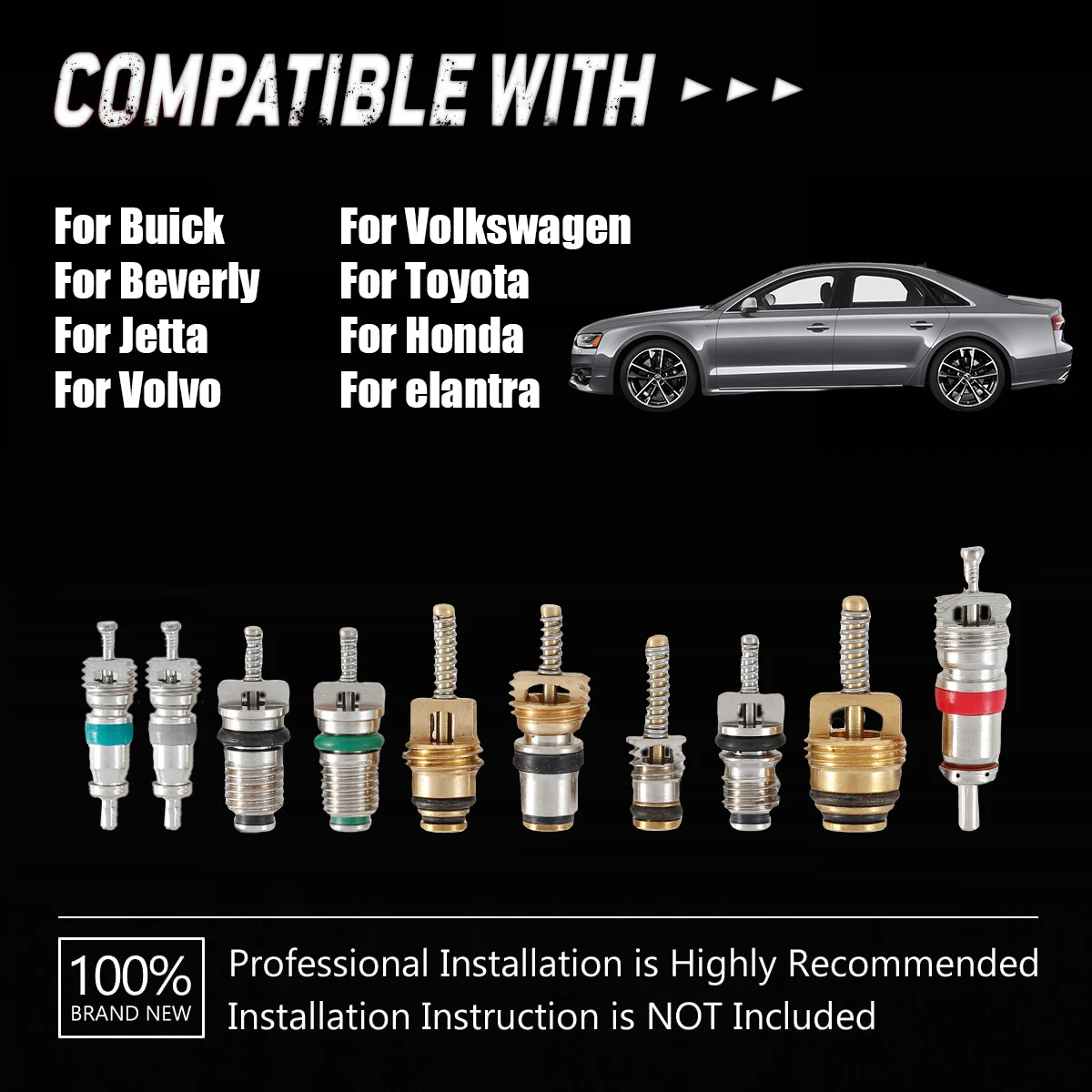 R12 Valve Core Remover Tool Installer Air Conditioner Valve Stem Core Dismantling Tool 102Pcs for Auto Car A/C Tire air conditioning valve core tool air conditioning valve core car ac control valve