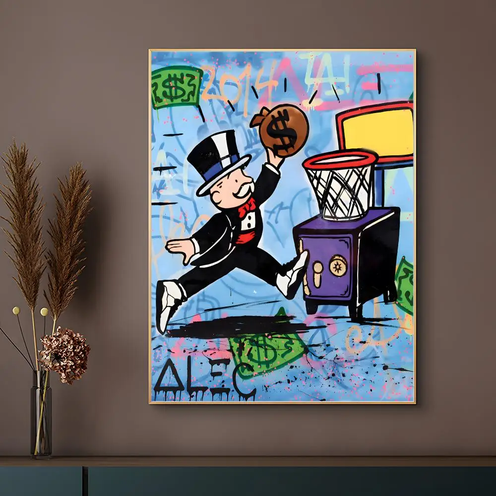 Cartoon Dollar Alec Monopoly Poster - HD Waterproof Self-Adhesive Wall Art, Versatile Decor & Perfect Gift