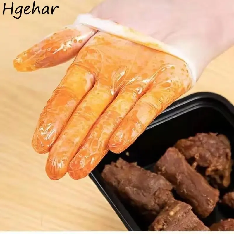 100pcs Disposable Barbecue Gloves Transparent Waterproof Oil-proof Food Grade Glove Household Kitchen Accessories Cleaning Tools