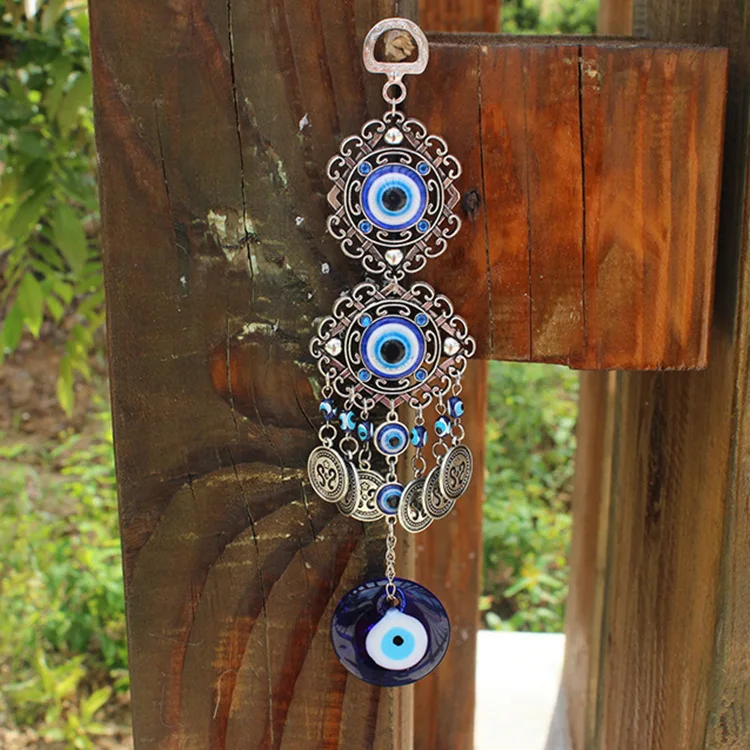 

Türkiye Blue Eye Pendant Devil's Eye Alloy Wall Hanging Blue Glazed Eyes Home Wall Door Hanging Decoration Festival Gift