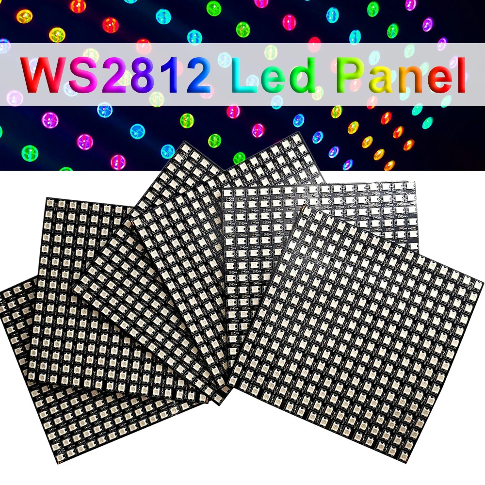 WS2812B Individually Addressable LED Panel Digital Flexible 5050 RGB Matrix Screen Module Light DC5V 8x8 16x16 8x32  64/256Pixel