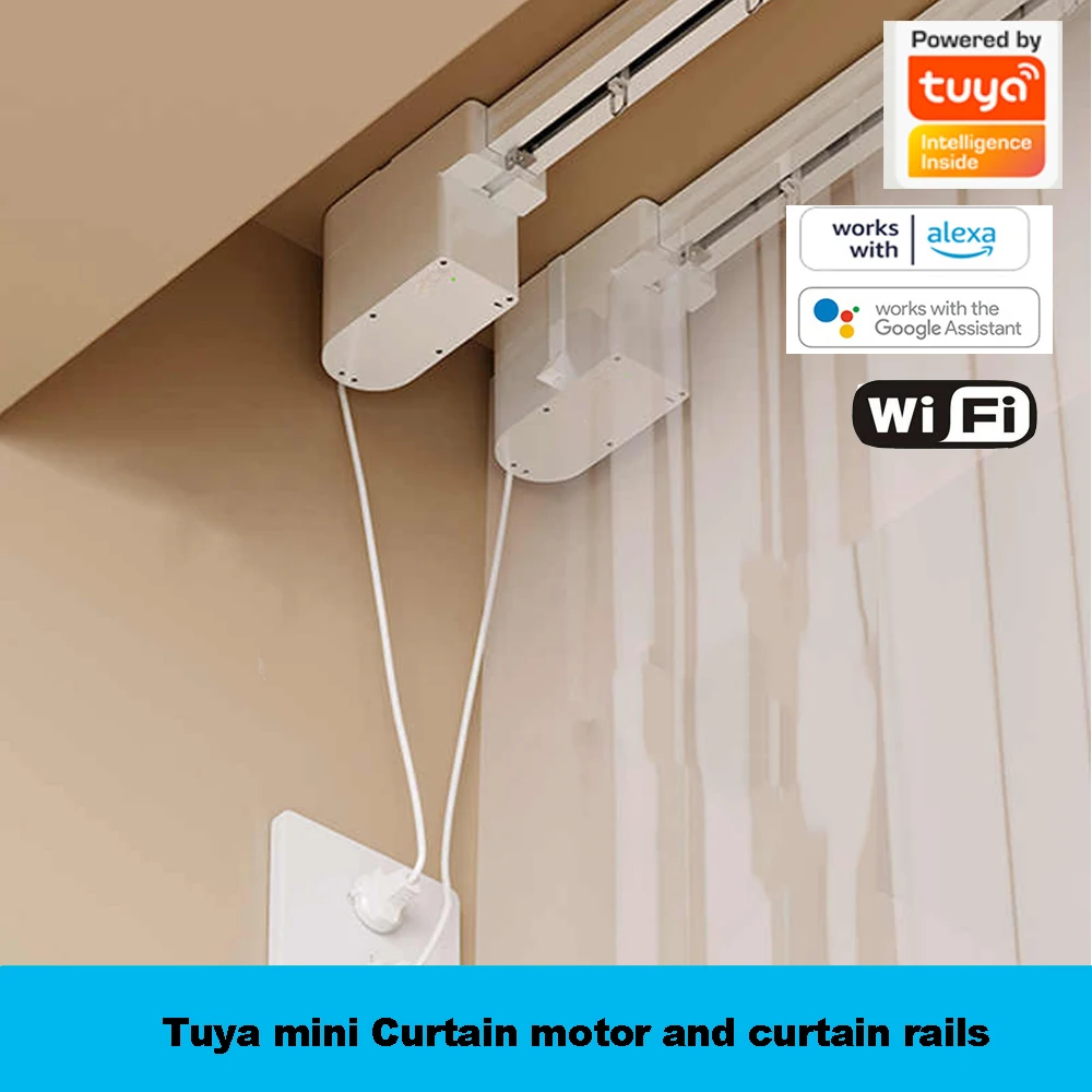 Tuya Wifi ไฟฟ้าสมาร์ทหน้าต่างอัตโนมัติมินิผ้าม่านมอเตอร์รางระบบสนับสนุน Alexa Google Assistant 1