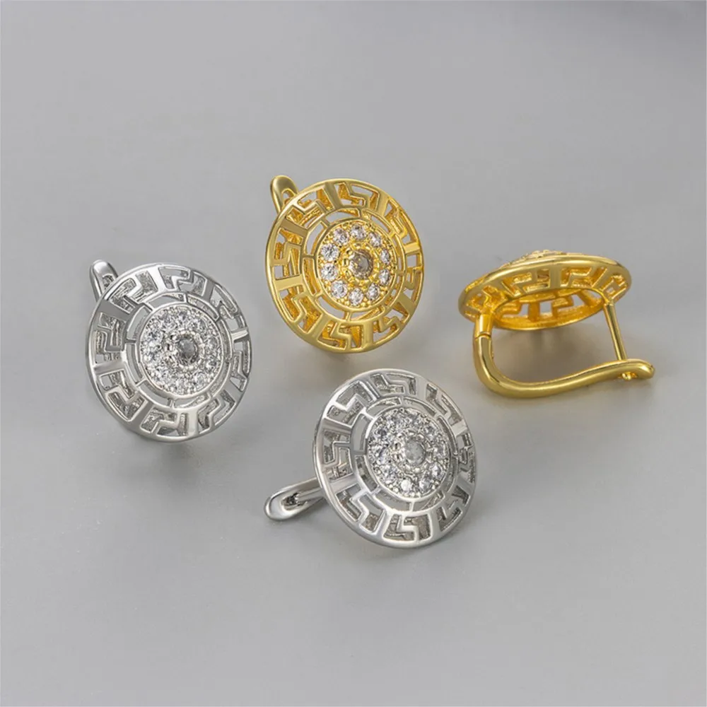 Elegant Vintage Round Synthetic Zircon Hoop Earrings for Women High Quality Sparking CZ Earrings Anniversary Jewelry Accessories