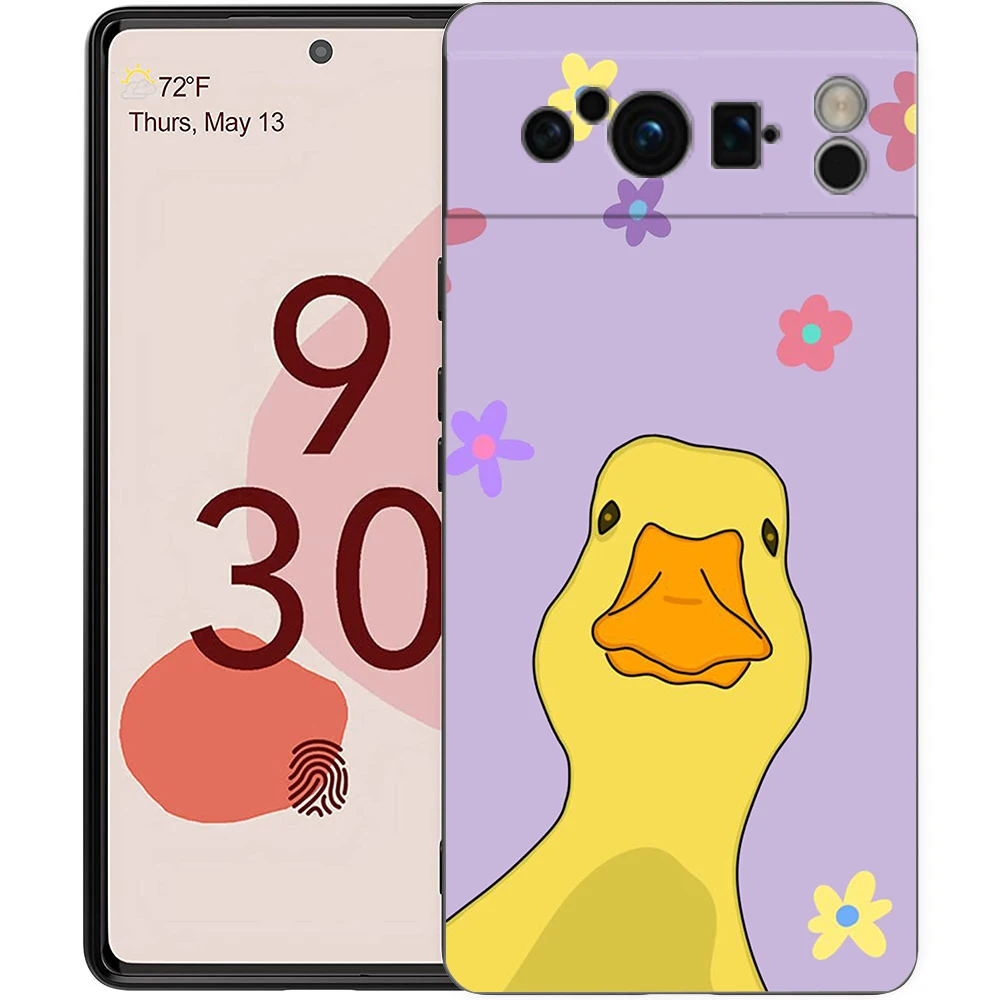 Cute Cartoon Duck Shockproof Black Soft TPU Back Cover Phone Case