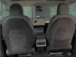 Luxury Suede Seat Back Protector Mats with Full Coverage & Anti-Kick Design (Black 1pc)