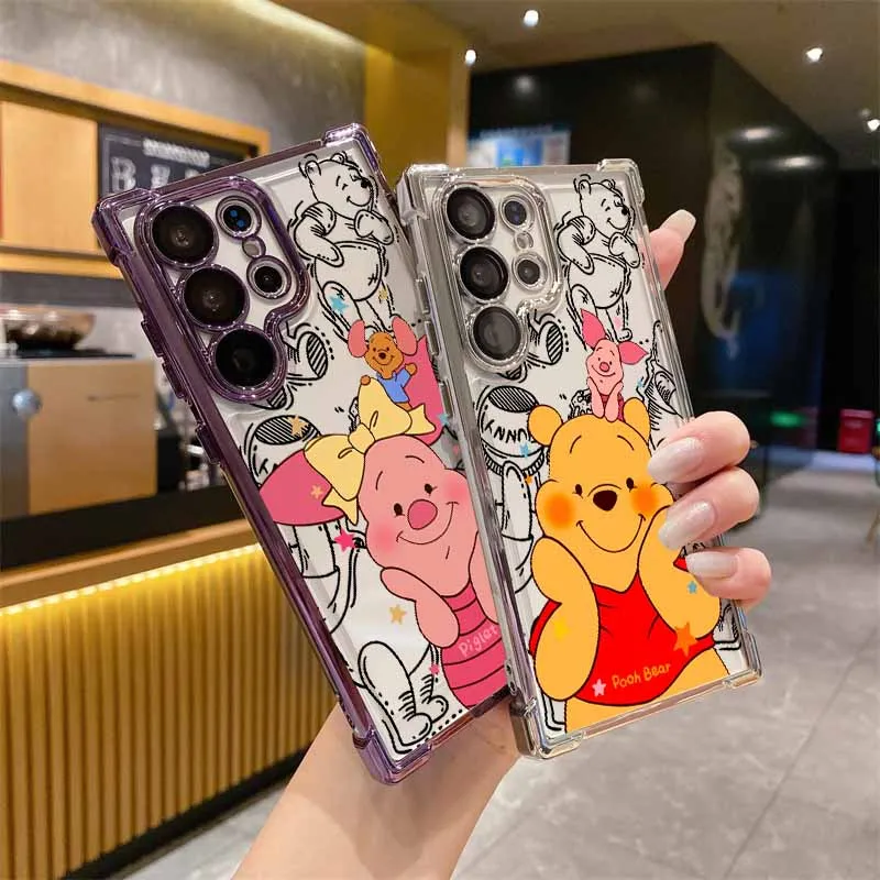 Cute Winnie the Pooh For Samsung S26 S25 Edge S24 S23 S22 S21 S20 Note 20 Ultra Plus Lite Anti-Fall Phone Case 2