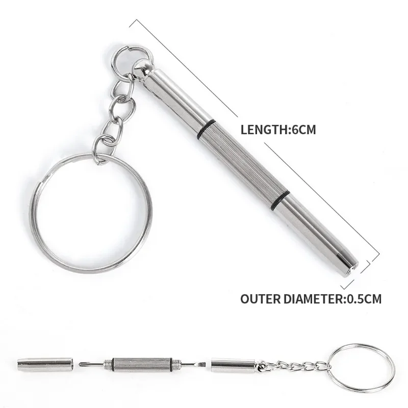 3 in 1 Precision Eyeglass Screwdriver Stainless Steel Mini Glasses Watch Cellphone Repair Kit with Keychain Hand Tools