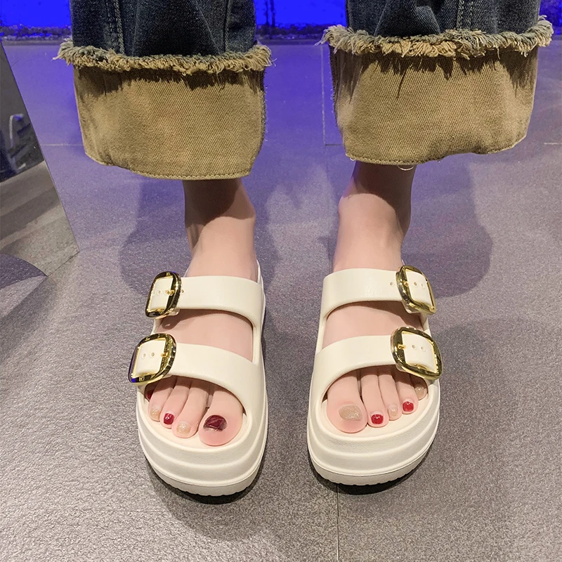 2024 Summer New Women's Shoes on The Poop Feeling Platform Slippers Women Wear The Trend of Open-toed Casual Sandals Women