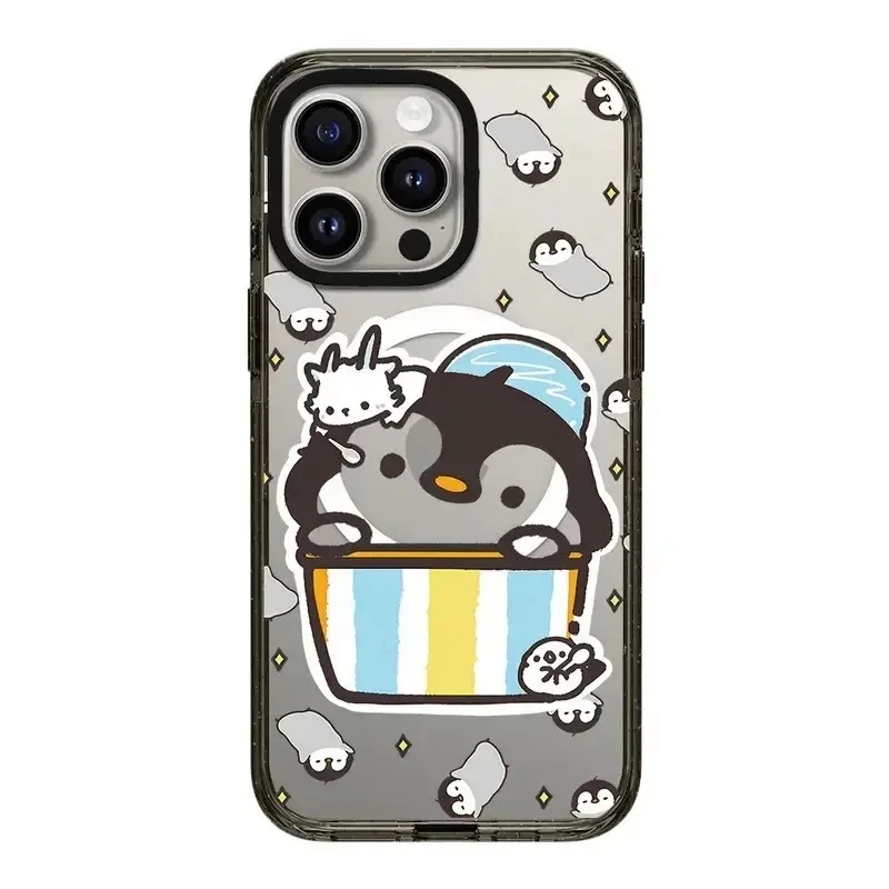 

Acrylic Black Border Magnetic Cute Penguin Pattern iPhone 11 12 13 14 15 Pro Max Protective Case