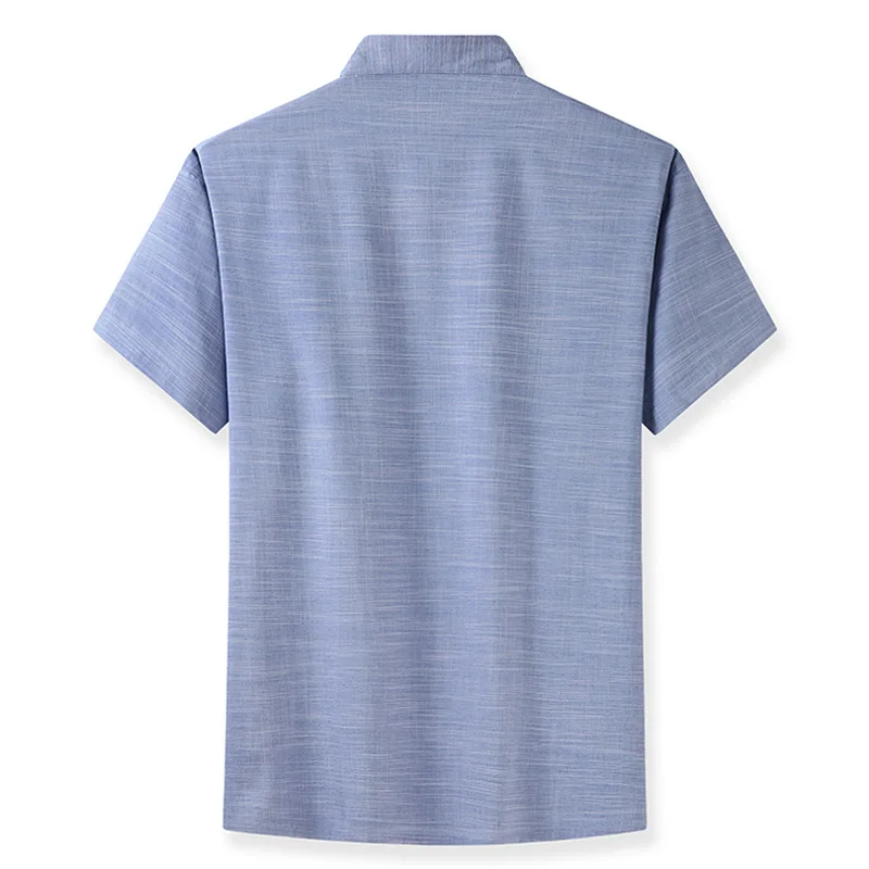 Plus Size 7XL 8XL 9XL 10XL 12XL Men's Short Sleeve Shirt Chinese Style Tang Suit Loose Casual Traditional Kung Fu Uniform Male 3