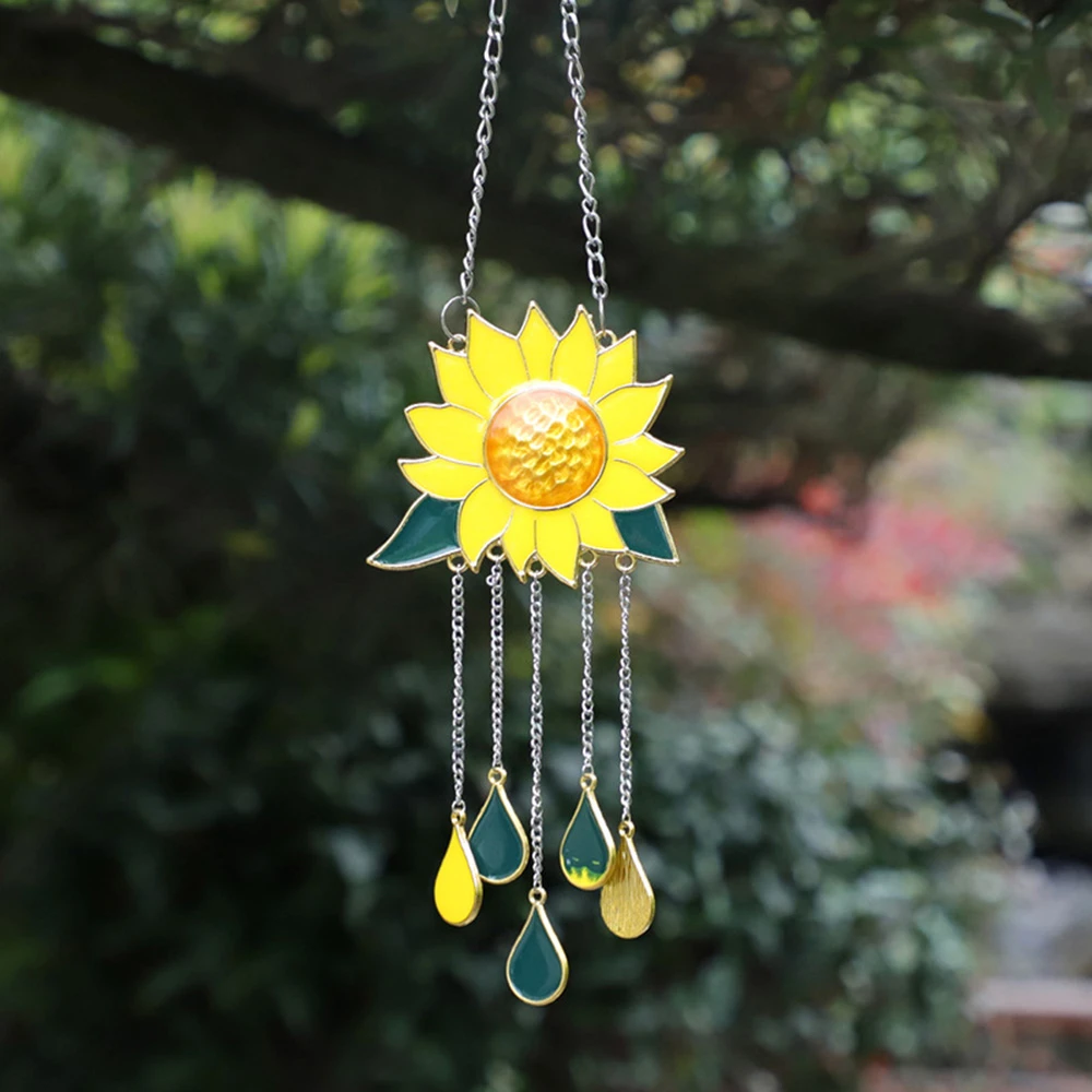 Campanas de viento de girasol para ventana, adornos colgantes de cadena de lluvia, campana para el hogar, patio al aire libre, decoración de jardín| | - AliExpress