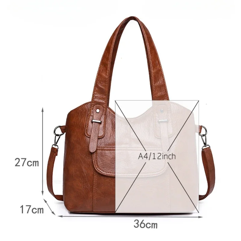 Luxury Soft Leather Handbags Designer Retro Crossbody Bags for Women 2026 New Large Capacity Ladies Shoulder Messenger Bag Purse