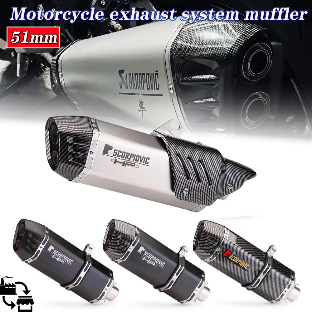 

Slip on 51mm motorcycle exhaust system muffler modified tube middle connection for Z400 Z900 MT07 S100RR 2017 18 19 2020 years