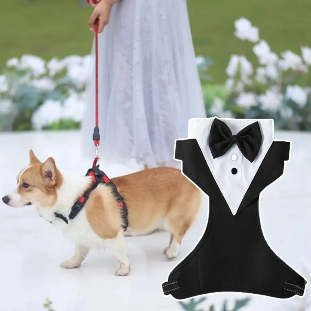 Dog Costume Set Formal Dog Wedding Suit with Leash Ring Dog Tuxedo Clothes Soft Breathable Dogs Tuxedo Wedding Party Suit for Small Medium Dogs