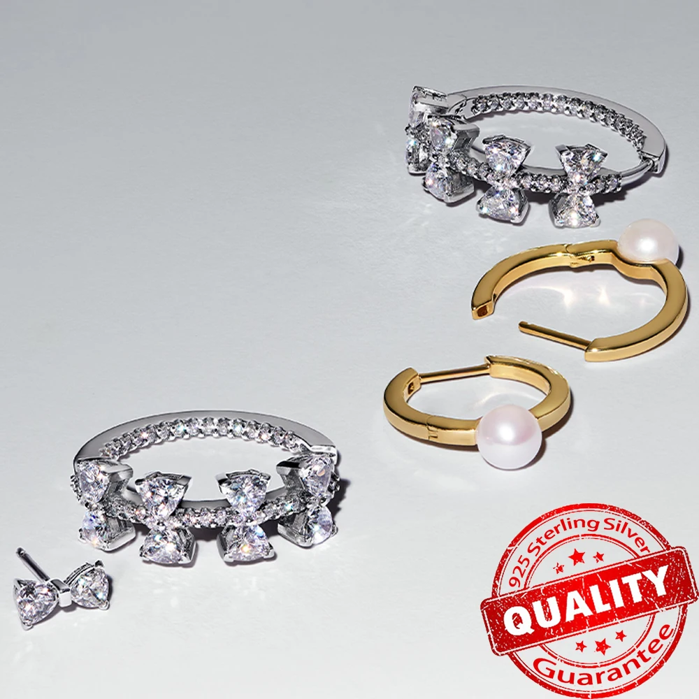 Hot Sale New Arrivals 925 Sterling Silver Exquisite Sparkling Small Bow Pink Stud Earrings Wedding Party Jewelry 3