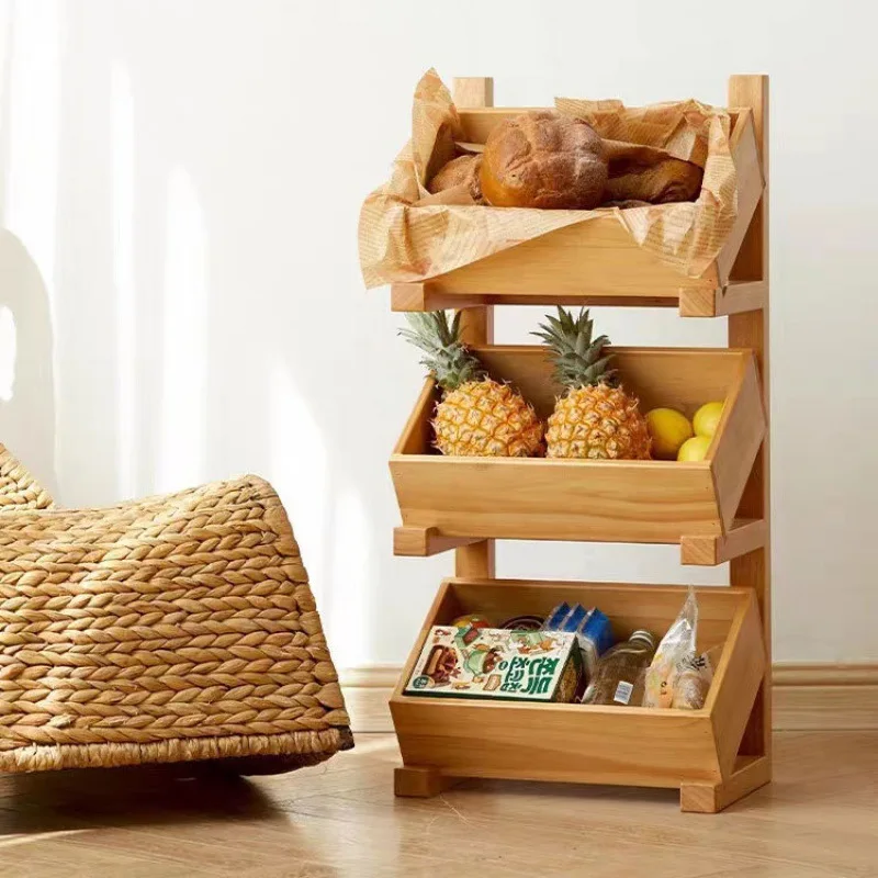 

Multi functional kitchen storage rack Floor standing multi story bathroom countertop cosmetic storage rack Bamboo wood organizer