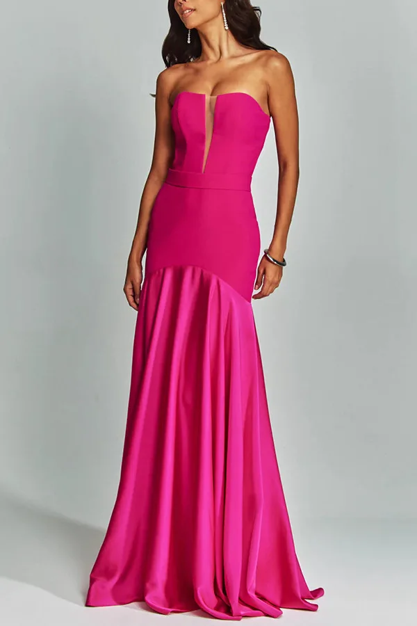 Summer New Strapless Sleeveless Spaghetti Strap Bodycon Solid Color Dress Women Casual Party Slim Fit Elegant Cocktail Beachwear photo