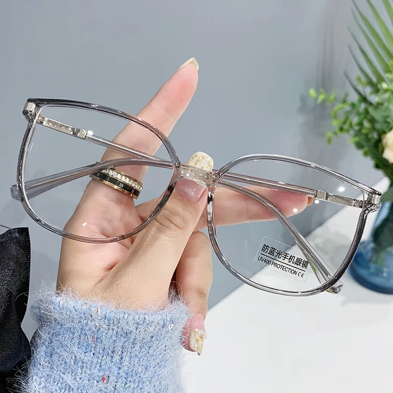 Zilead Anti-Blue Light Reading Glasses Fashion Women Large Frame Cat Eye Glitter Presbyopic Eyeglasses Men Optical Eyewear 0+400