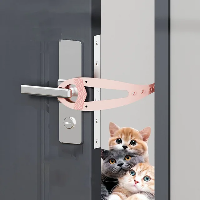 Pet Door Stopper for Cats & Dogs - Adjustable Gap Holder No Drilling Anti-Scratch Door Guard | Safe Entry Exit Pet