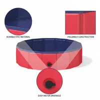 Piscine pliable pour animaux de compagnie, rouge et bleue, 31,5 x 31,5 x 7,9 pouces 5