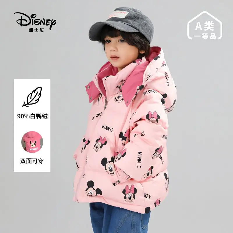 

Disney Mickey Minnie Mouse Padding Baby Hoodies Down Jackets Reversible Kids Fall Clothes 2023 Winter Anime Kawaii Cute Items