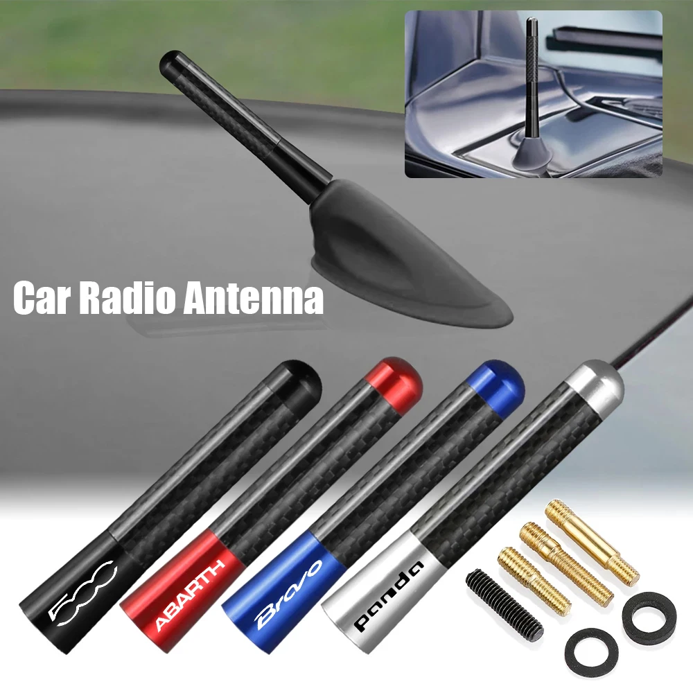 Antenna Autoradio In Fibra Di Carbonio Da 8Cm Per Fiat Panda 124 Spider Punto Abarth Seicento Albea Cronos Mobi Qubo Idea Linea Siena Roof