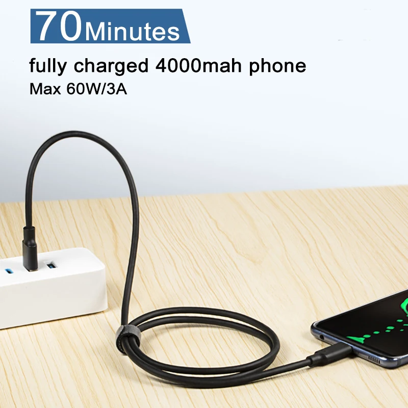 Фото Usb 3. 0 Gen2 Type-C 10 Гбит/с быстрая передача данных USB Type-C 3 2 кабель для быстрой зарядки внешнего SSD жесткого диска 3 А 60 Вт шнур для быстрой зарядки №4