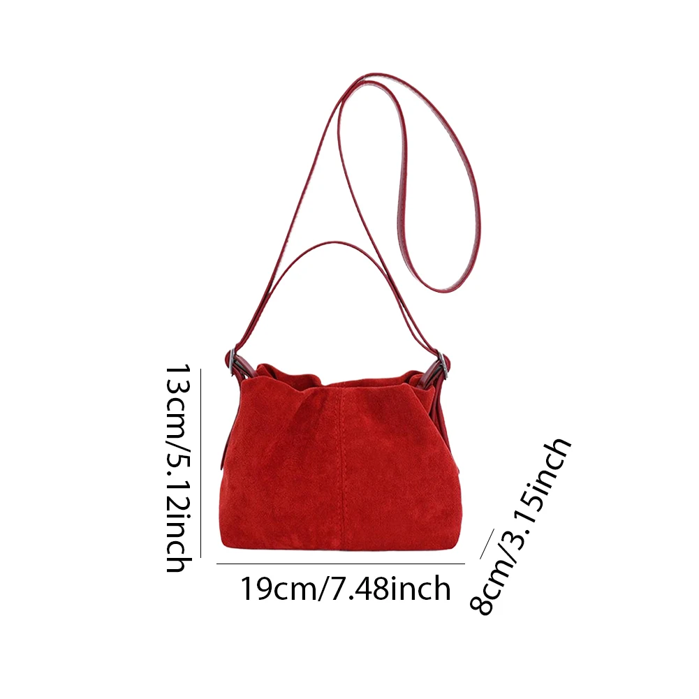 Women Suede PU Leather Crossbody Bag with Adjustable Strap Drawstring Top Handle Bag Shoulder Handbags Travel Winter Fall
