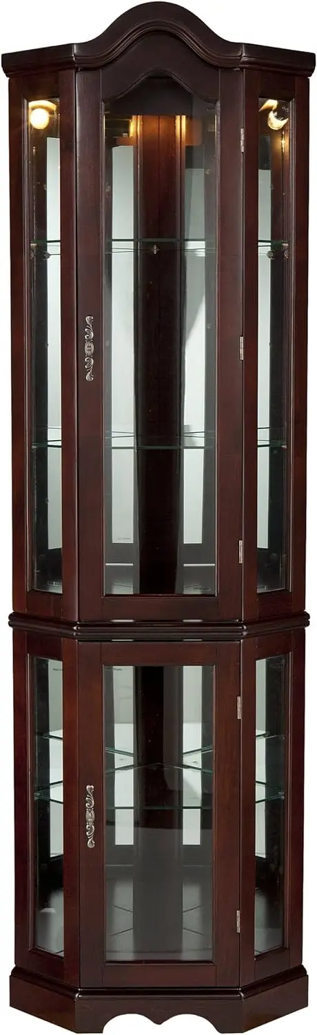 

Home Decorators Collection Vitric Lighted Curio, 70" Hx21 Wx16 D, Mahogany