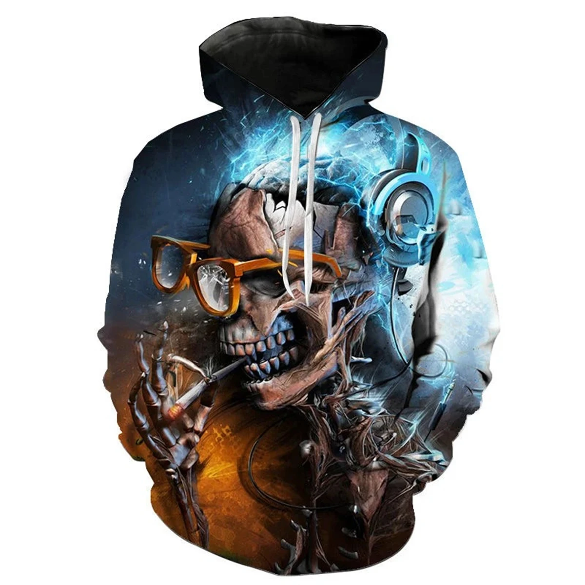 

Autumn Men's Pullover Hoodie Sweatshirt Black Hooded Skull Graphic Vintage Daily Sports 3D Print Designer Oversized Streetwear