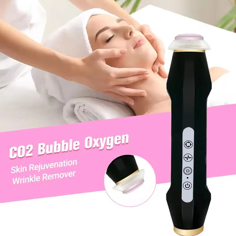 Newest Handheld Rechargeable CO2 Oxygen Bubble Device Exfoliate Oxygen Facial Machine Wrinkle Removal Portable Beauty Device