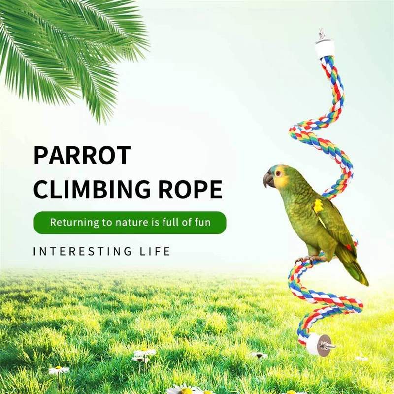 Colorful Parrot Rope Hanging Braided Budgie Bird Cage Cockatiel Toy Pet Stand Accessories Ladder Swing Supplies 40/60/80cm