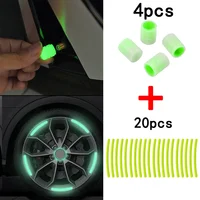 Car Wheel Reflective Stickers Luminous Valve Caps Fluorescent Motorcycle Bicycle Wheel Styling Tyre Hub Universal Accessories 1