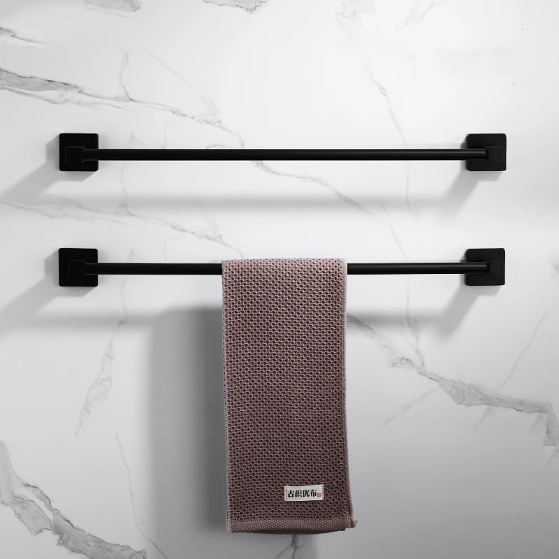

Настенная вешалка для полотенец в ванную комнату, черная алюминиевая вешалка для хранения полотенец в туалете, аксессуары для ванной комнаты